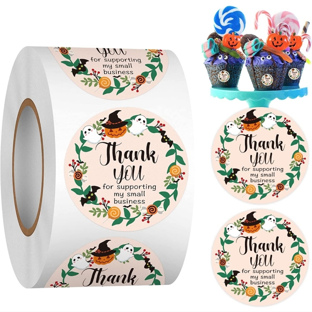 50 ct 1.5" Halloween spooky ghost stickers labels. - Picture 2 of 9